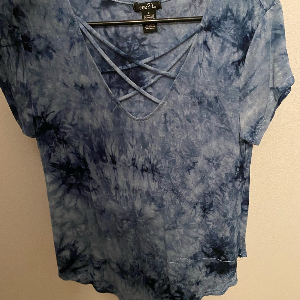 blue tie dye shirt